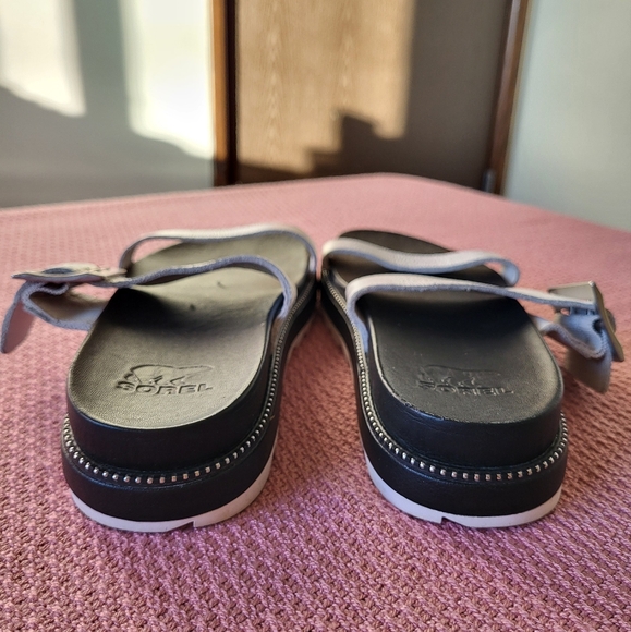 Sorel White Black Roaming Two Strap Slide Sandals Women's Size 7 - Picture 5 of 12